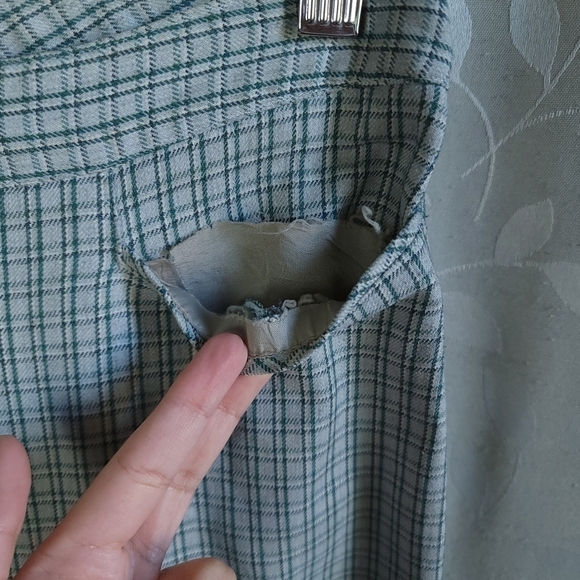 Vintage Esprit High Rise Straight Leg Preppy Academia Plaid Trouser Sage Green - Picture 14 of 16